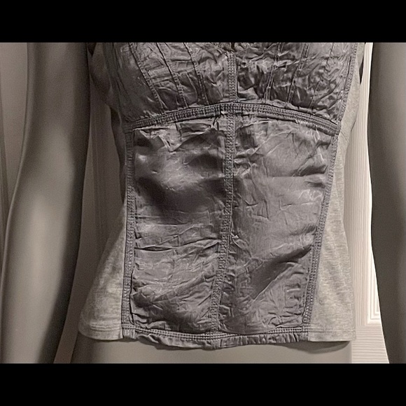 LIKE NEW MEXX LACE TRIMMED SPAGHETTI STRAP TOP/CAMISOLE TWO TONE GREY Sz M - Picture 4 of 5